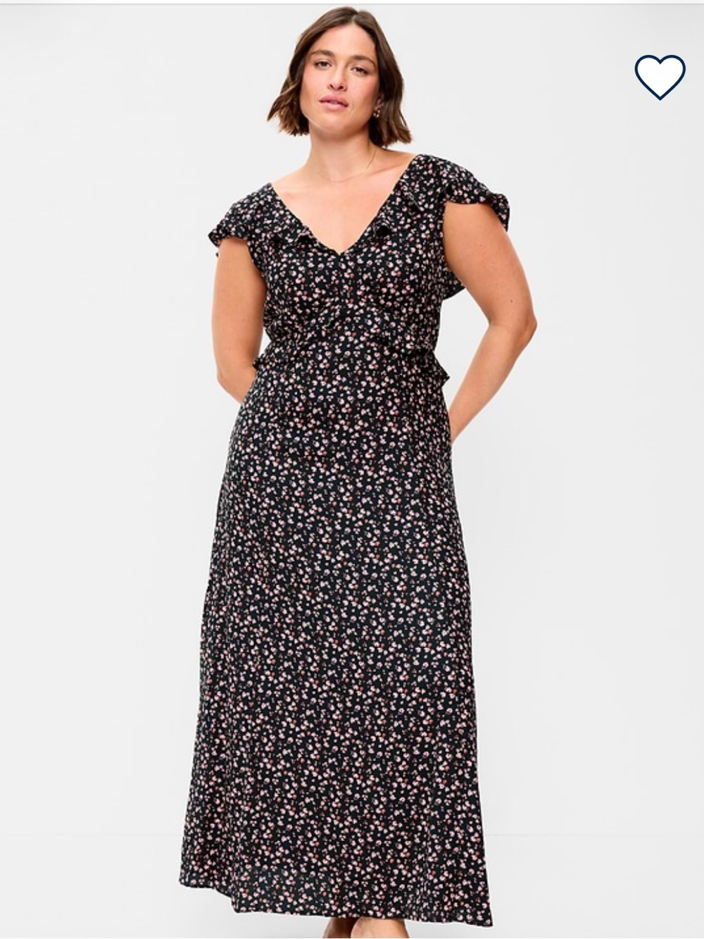 NWT 3X Old Navy Black Maxi Dress with Pink Floral Print